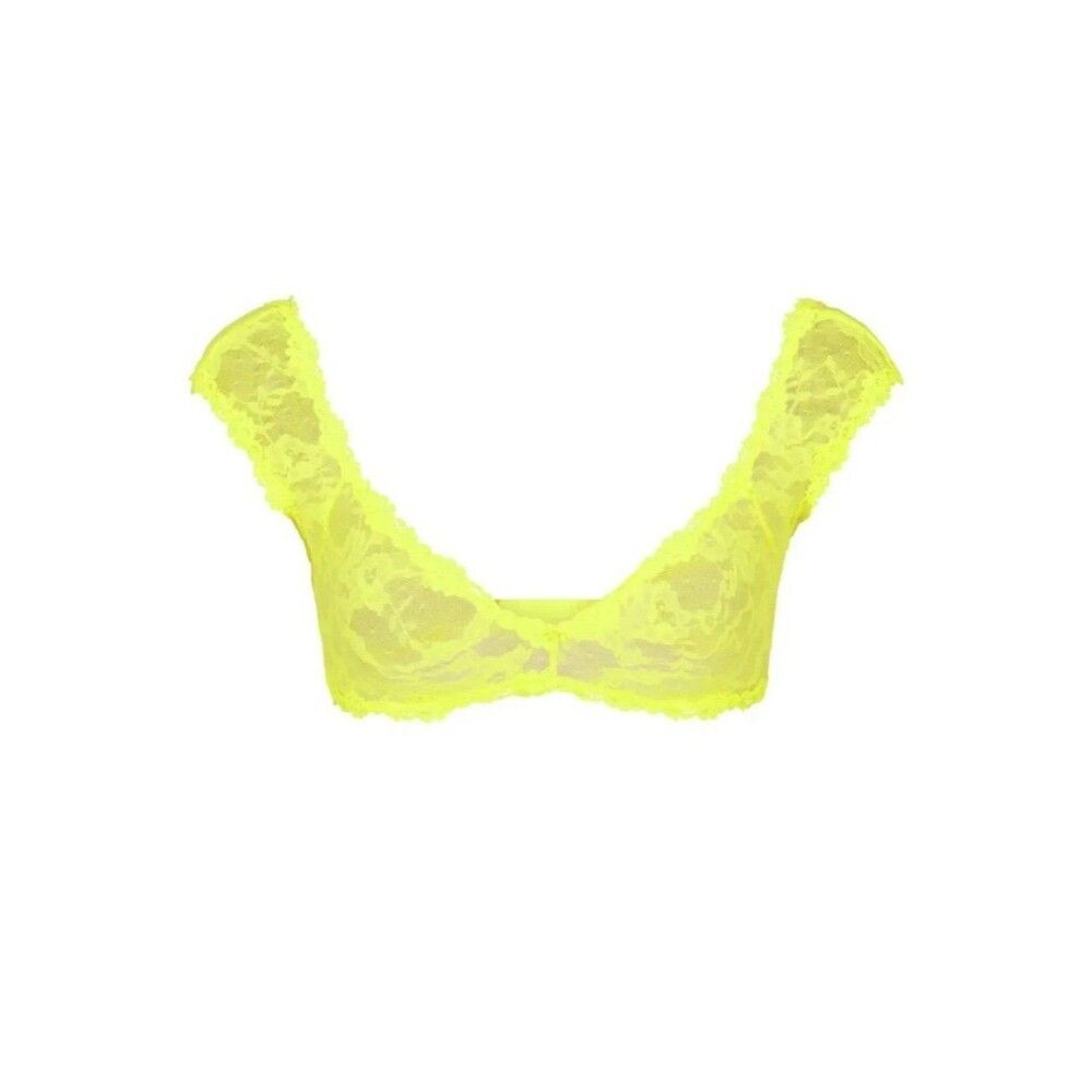 Skims Stretch Lace Plunge Bralette Yellow Highlighter
